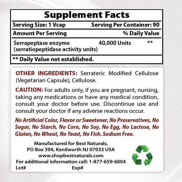 Serrapeptase (180 caps), Best Naturals