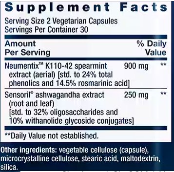 Ashwagandha Plus Calma y Concentración (60 veg caps), Life Extension