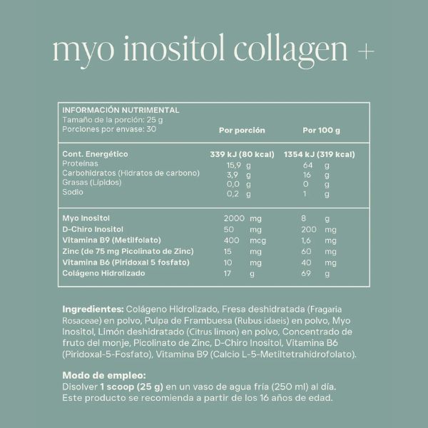 Myo inositol Collagen+ Sabor Limonada de Fresa (750 g), Reset Wellness