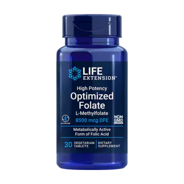 Folato Optimizado de Alta Potencia 8500 mcg (30 tab vegs), Life Extension