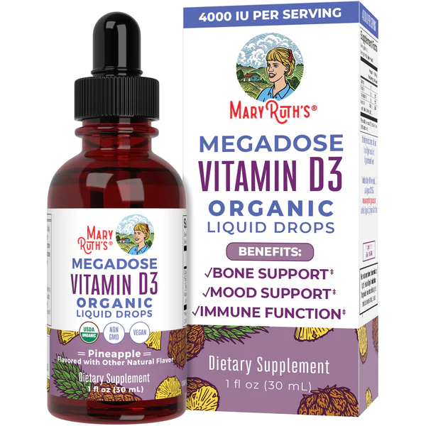 Vitamina D3 en Gotas Orgánicas sabor piña(1 fl oz/30ml), Mary Ruth´s