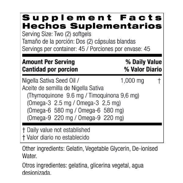 Aceite De Semilla Negra 1,000 Mg (90 Gelcaps), Bio Nutrition