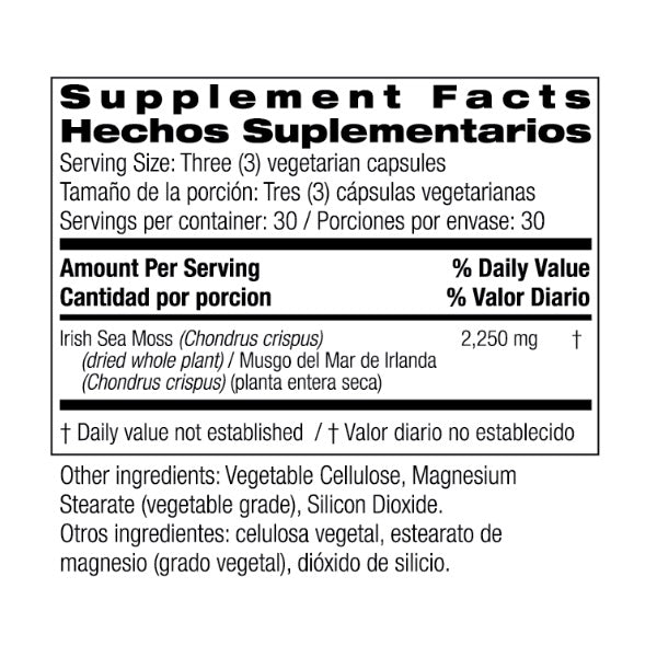 Musgo Marino Irlandés 2,250 Mg (90 Capsulas), Bio Nutrition