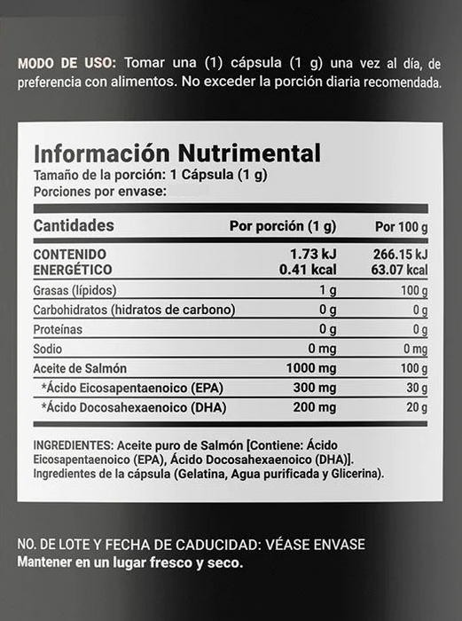 Omega 3 Aceite Puro de Salmón 1000 mg (90 caps), Blife