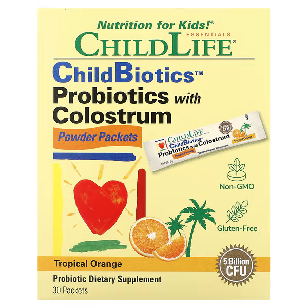 ChildBiotics, Probióticos con Calostro en Polvo, Niños (30 Pack/2 g), Child Life