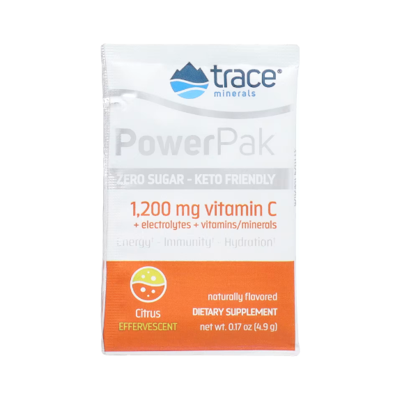 Electrolitos 1200mg Vitamina C - Cítricos sin Azúcar (30 pack de 0.18 oz/5.1gr) , Trace Minerals