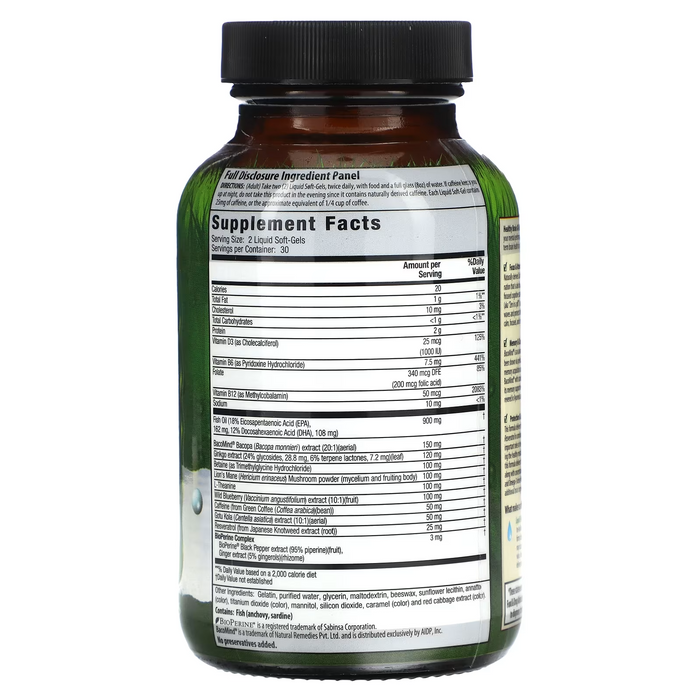 Healthy Brain (60 softgels) Atención y Memoria, Irwin Naturals