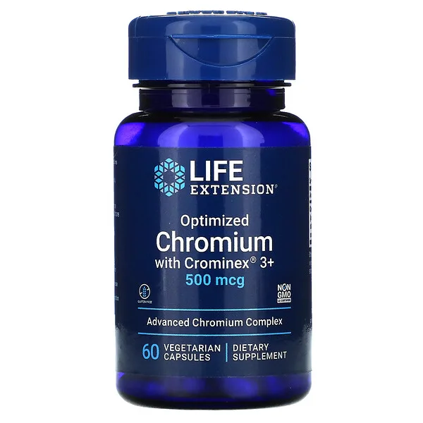 Cromo Optimizado Con Crominex® 3+ 500 Mcg, (60 veg caps), Life Extension