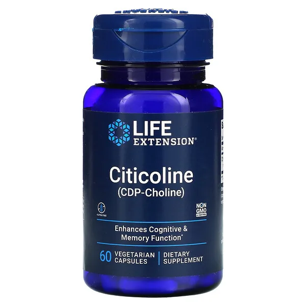 Citicolina (CDP-Colina) (60 veg caps) Función del Cerebro, Life Extension