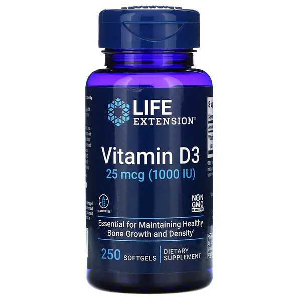 Vitamina D3 , 25 mcg 1000 UI, (250 softgels), Life Extension