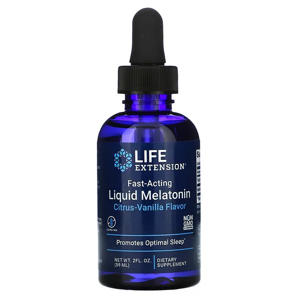 Melatonina Líquida De Acción Rápida ,Cítricos y Vainilla (2 fl oz/59ml), Life Extension