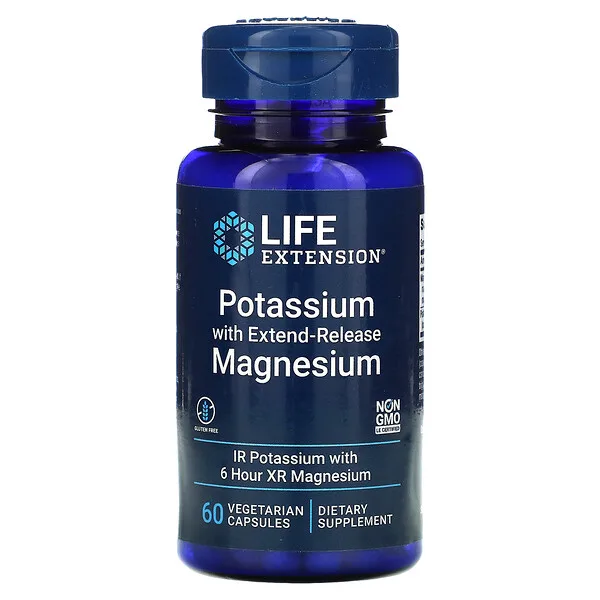 Potasio Con Magnesio De Liberación Prolongada (60 veg caps), Life Extension