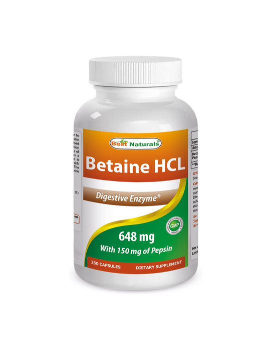 Betaína HCI 648 mg (250 caps), Best Naturals