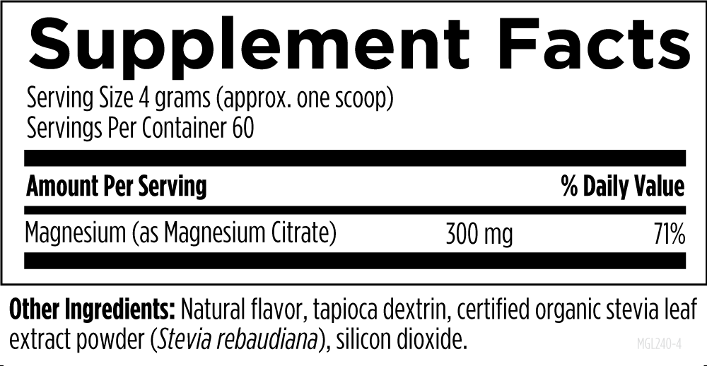 Citrato de Magnesio en Polvo 300 mg (8.5 oz /240 gr), Designs for Health