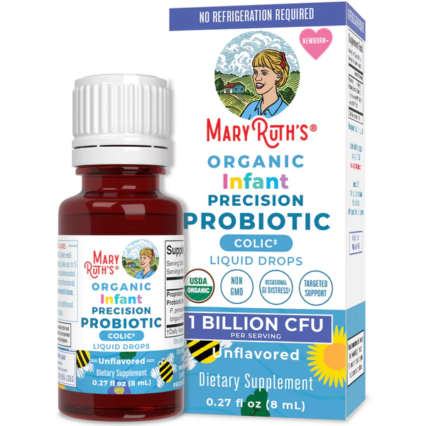 Probiotico Organico para Colicos de Infantes, Liquido (0.27 fl o oz 28ml), Mary Ruth´s