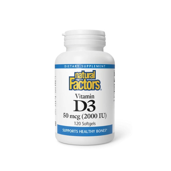 Vitamina D3 50 mcg (2,000 IU) (120 softgels), Natural Factors