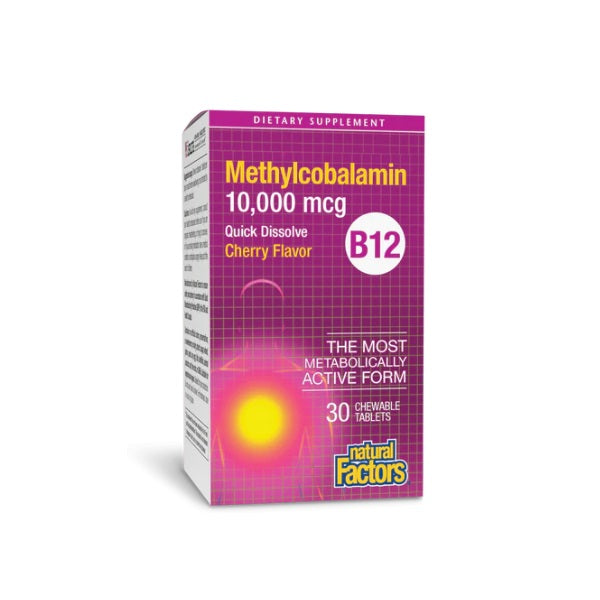 B12 Metilcobalamina 10,000 mcg Masticable (30 tabs), Natural Factors