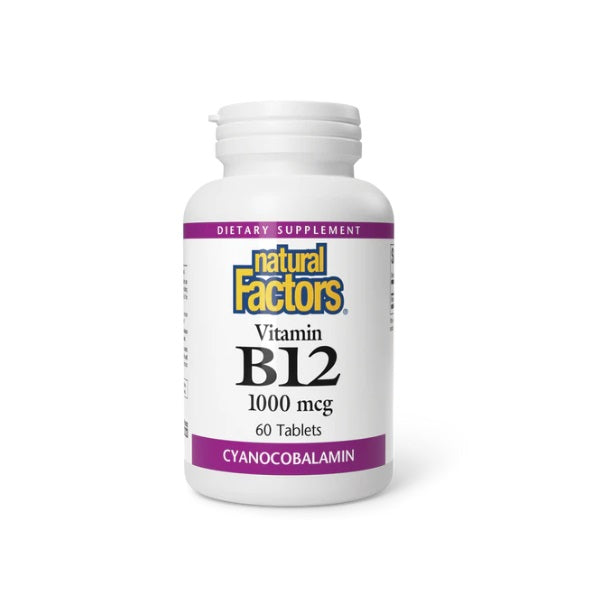 B12 Cianocobalamina 1,000 mcg (60 tabs), Natural Factors