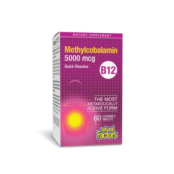 B12 Metilcobalamina 5,000 mcg Masticable (60 tabs), Natural Factors