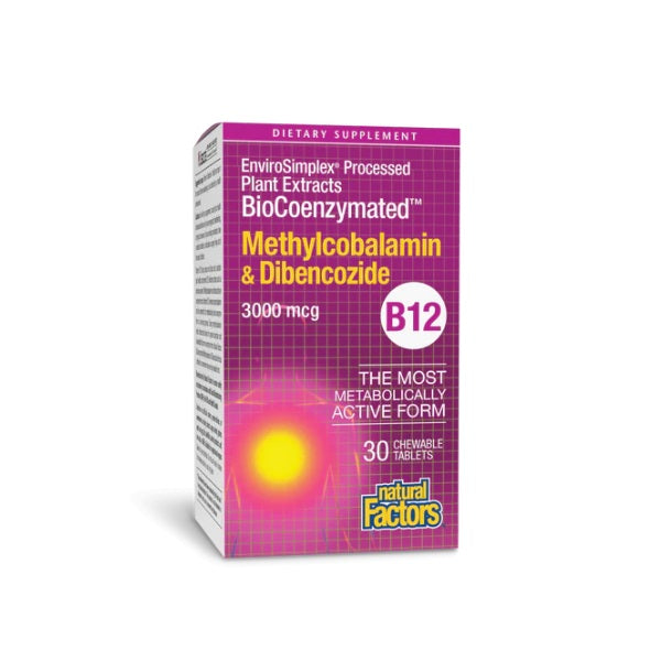 BioCoenzymated® Metilcobalamina & Dibencozida 3,000 mcg (30 tabs masticables), Natural Factors