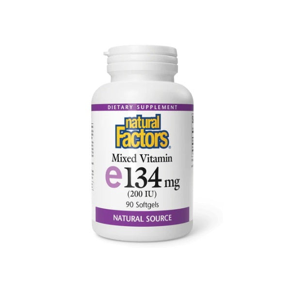 Vitamina E 134 mg (200 IU) (d-alpha tocopherol) w/ 10 mg Mezcla de Tocoferoles (90 softgels), Natural Factors