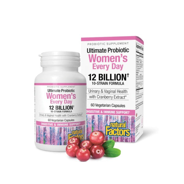 Ultimate Probiotico para Mujeres de Uso Diario 12 Billones (60 vcap), Natural Factors