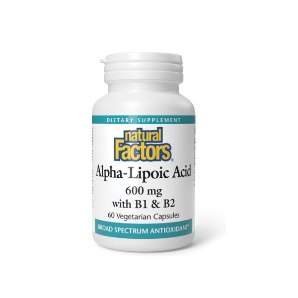 Acido Alfa-Lipoico 600 mg con B1 & B2 (60 vcap), Natural Factors