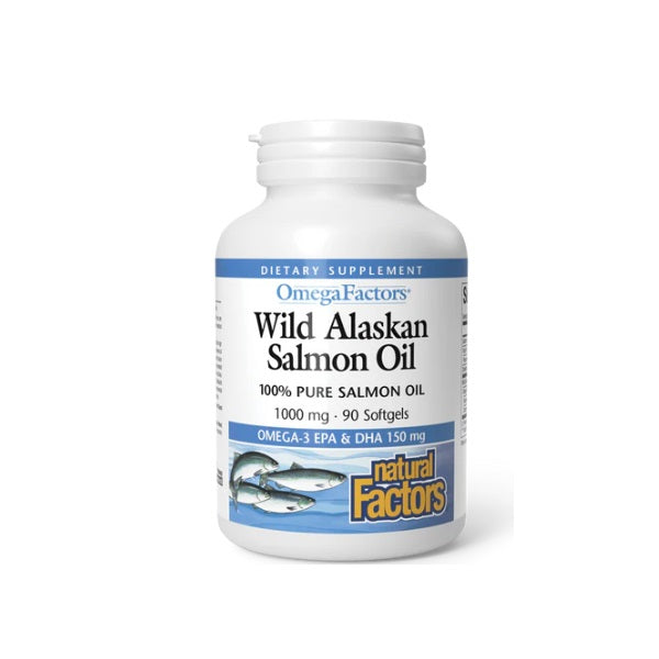 OmegaFactors® Aceite de Salmon Salvaje de Alaska 1,000 mg (90 softgels), Natural Factors