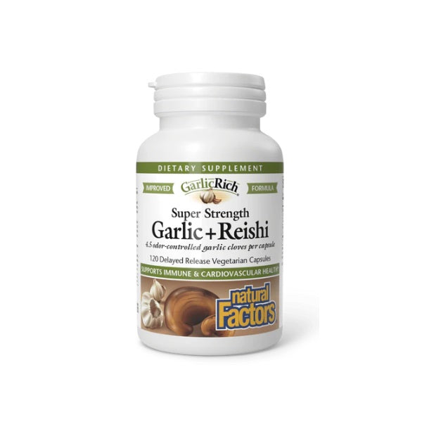 GarlicRich® Ajo + Reishi Super Fuerza de Liberacion Retardada (120 vcap), Natural Factors