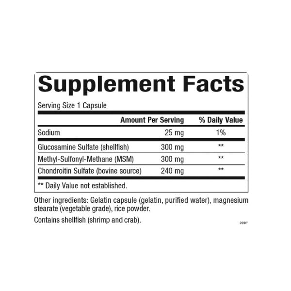 MSM Formula Conjunta 300 mg GLS, 300 mg MSM, 240 mg Condroitina (90 caps), Natural Factors