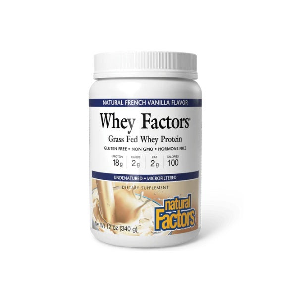 Whey Factors® Proteina en Polvo de Buey Alimentado con Pasto Sabor Vainilla Francesa (2 lb), Natural Factors