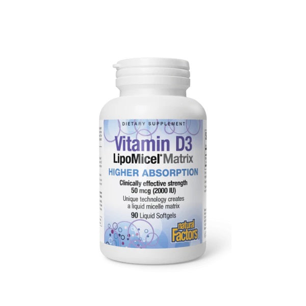 Vitamina D3 LipoMicel Matrix 50 mcg (2,000 IU) (90 softgels), Natural Factors