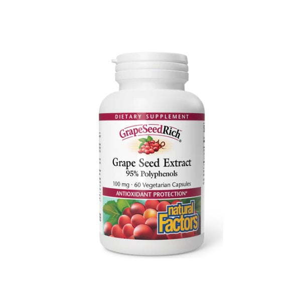 GrapeSeedRich® 100 mg 95% Polifenoles (60 vcaps), Natural Factors