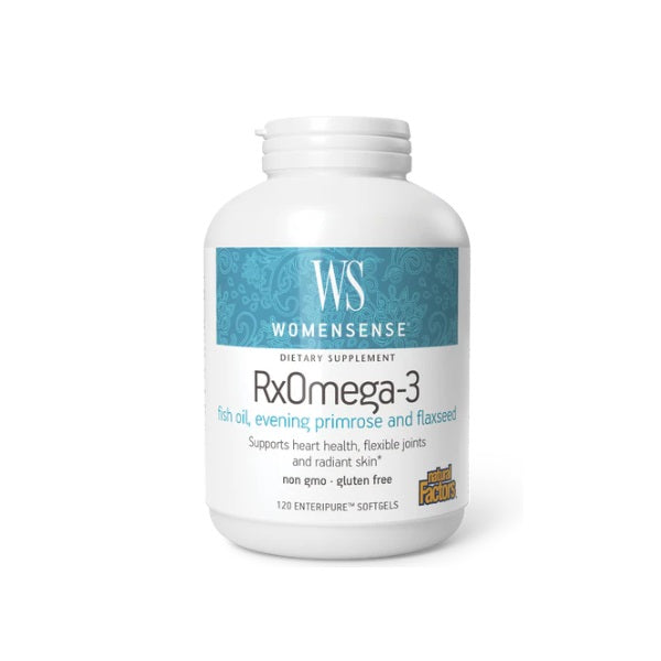 WomenSense® RxOmega-3 Aceite de Pescado, Evening Primrose, and Flaxseed Enteripure® (120 softgels), Natural Factors