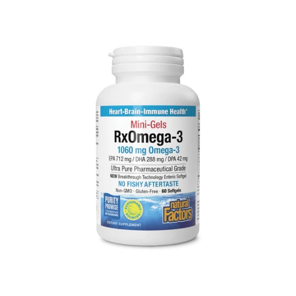 RxOmega-3 Mini-Gels 1,060 mg EPA/DHA/DPA Enteripure® (60 softgels), Natural Factors