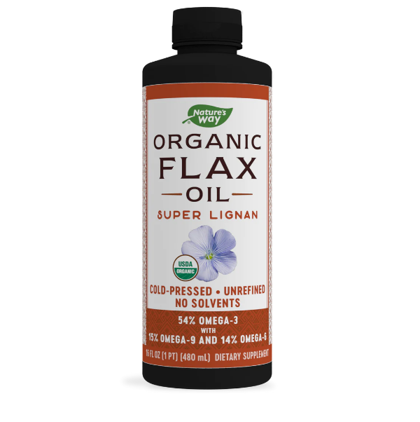 Aceite de Lino Orgánico 54% Omega 3 (16fl oz/480ml) Corazón, Nature's Way