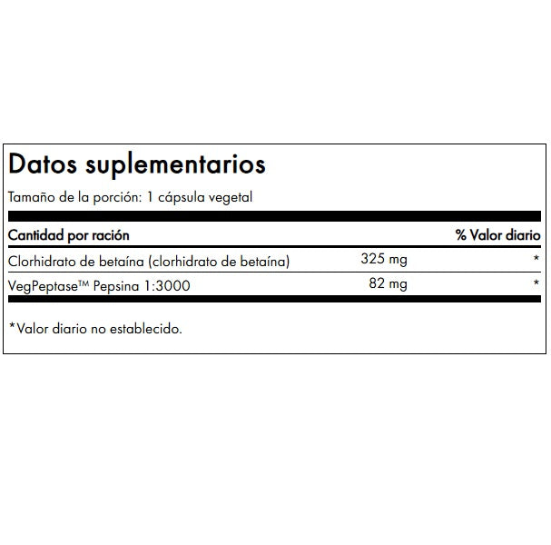 Acido Clorhidrico con Pepsina (120 caps), Swanson