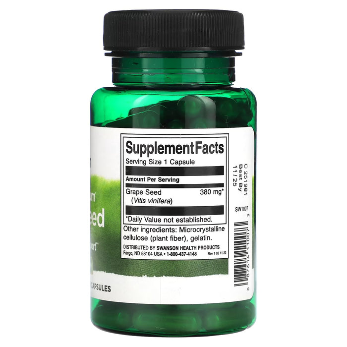 Semilla De Uva De Espectro Completo 380 mg (100 caps), Swanson