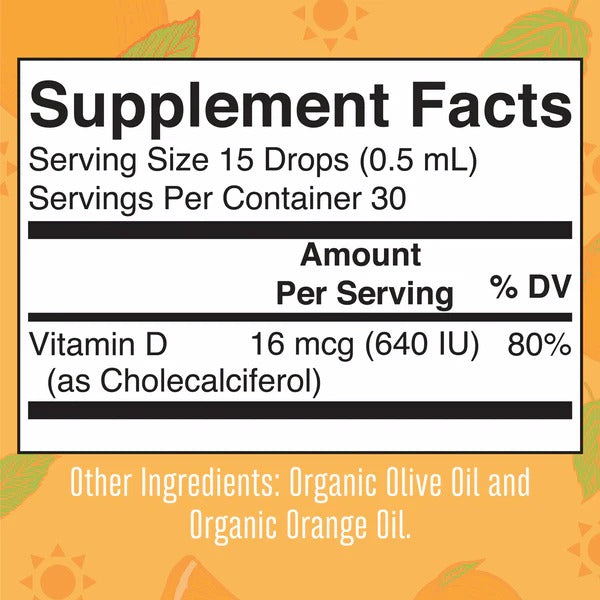 Vitamina D3 Para Niños en Gotas Orgánicas (0.5 fl oz/15ml), Mary Ruth´s