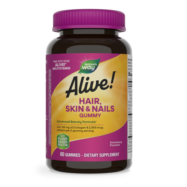Gomitas Alive!® para Cabello, Piel y Uñas (60 gomitas), Nature's Way