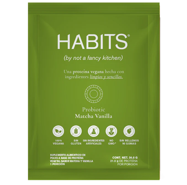 Proteina Probiotica, Matcha Vanilla (16 pack de 30.5 gr), Habits