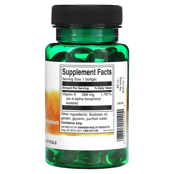 Vitamin E, 400 IU ,268 mg ( 100 softgels), Swanson
