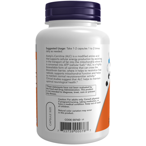 Acetyl-L-Carnitine 500 mg (100 Vegcaps)/ Acetyl-L-Carnitine
