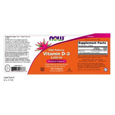 Vitamin D-3 2000 IU (120 Softgels) / Vitamin D3 2000 IU