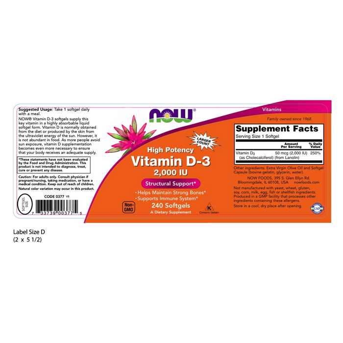 Vitamin D-3 2000 IU (240 Softgels)/ Vitamin D-3 2000 IU