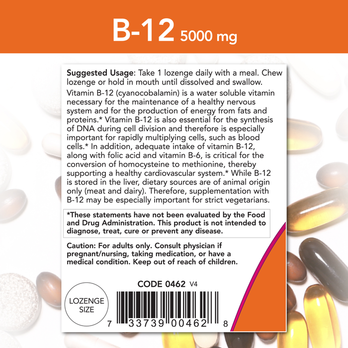 Vitamin B-12 5000 mcg (60 Tablets) /Vitamin B-12 5000 mcg + Folic Acid