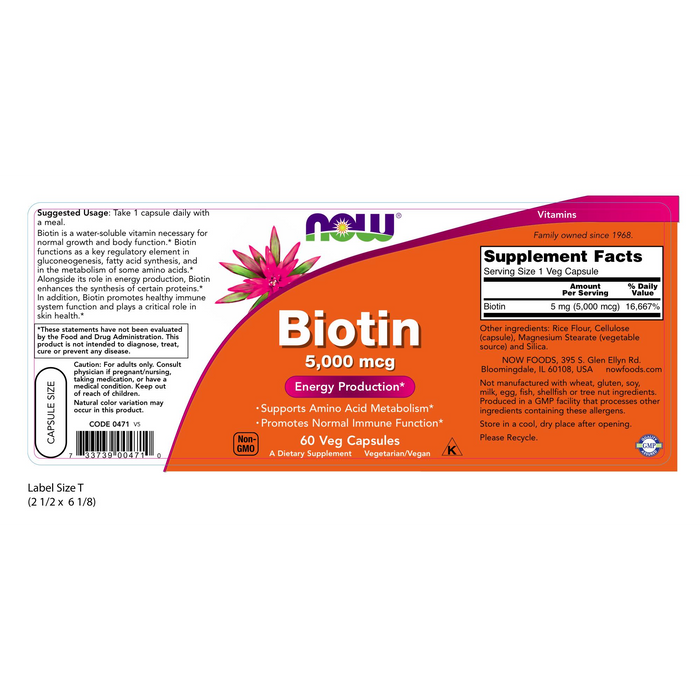 Biotin 5000 mcg (60 Veg Caps) / Biotin 5,000 mcg