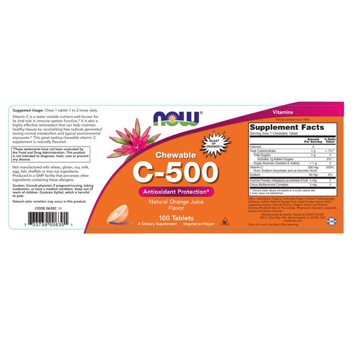Vitamin C-500 (100 Tablets)/ Vitamin C-500 Orange Chewable