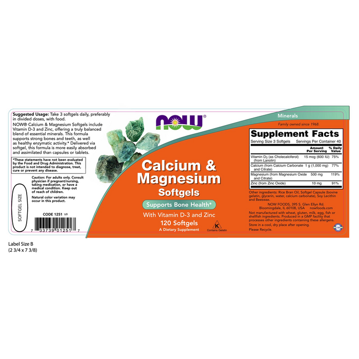 Calcium and Magnesium with Vitamin D3 &amp; Zinc (120 SOFTGEL) / Calcium &amp; Magnesium + D3