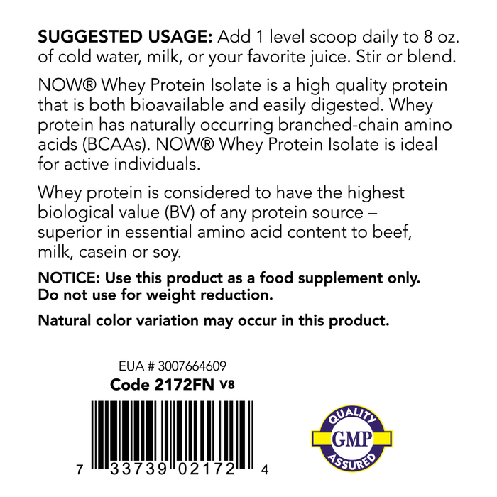 Unflavored Whey Protein Isolate (545gr)1.2 lbs / Whey Protein Isolate, Unflavored Powder
